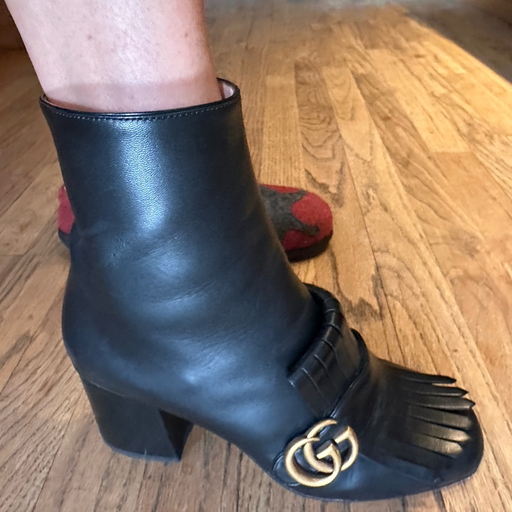 Authentic GUCCI MARMONT FRINGE Ankle Boots 3” Block Heel! Gorgeous 🥾 Size 8 - Picture 13 of 14